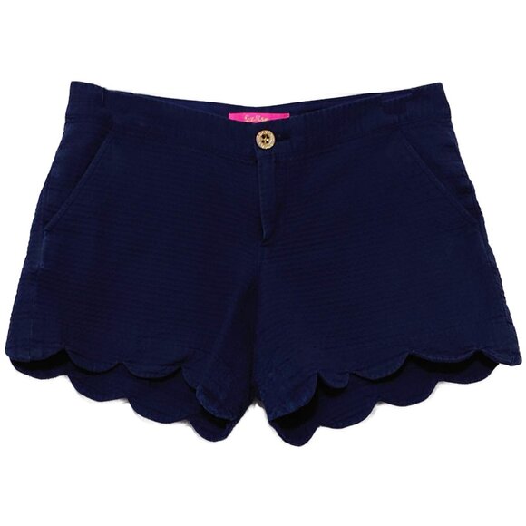 Lilly Pulitzer Buttercup Shorts with Scalloped Hem in True Navy - Picture 5 of 12
